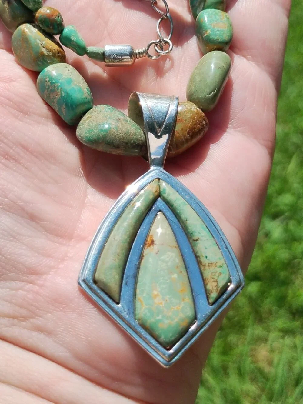 Jay King DTR Turquoise 925 Sterling Silver Pendant Beaded Chunky Necklace - Picture 5 of 10